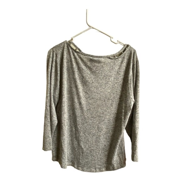 Jennifer Lopez V neck Silver Beads Accented Top size Large Gray - Picture 7 of 7